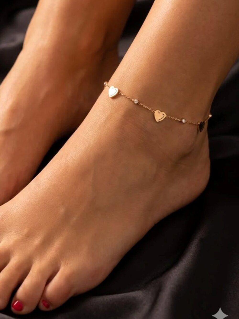 NWOT! 18K Gold layered/bonded Heart Adjustable Anklet